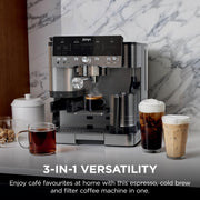 Ninja Luxe Premier 3-in-1 Coffee Machine, Silver ES601UK | Cappuccino, Cold Brew & Espresso Maker With Built in Bean Grinder & Milk Frother, Easy to Use, 4 Automated Froth Presets
