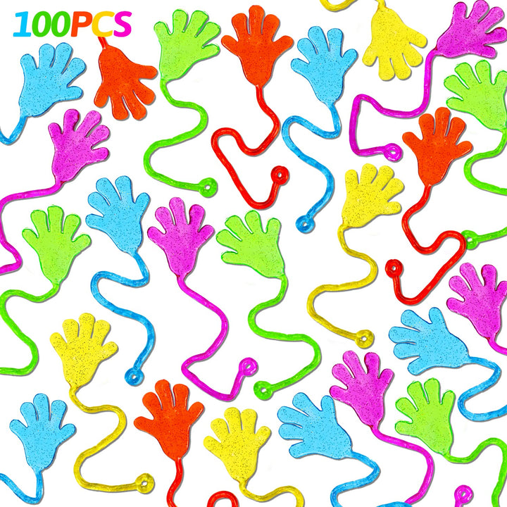 100PCS Sticky Hands Bulk Party Favors for Kids 4-8 8-12 Halloween Toys Bulk | Halloween Goodie Bag Stuffers Non Candy Treats Classroom Treasure Box Toys Carnival Prizes Birthday Trinket Pinata Fillers