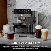 Ninja Luxe Premier 3-in-1 Coffee Machine, Silver ES601UK | Cappuccino, Cold Brew & Espresso Maker With Built in Bean Grinder & Milk Frother, Easy to Use, 4 Automated Froth Presets