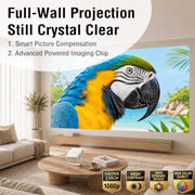 [Officially-Licensed App & Auto Focus]White Smart Mini Projector with WiFi and Bluetooth, XuanPad 4K Support Movie Projector, Portable Native 1080P Outdoor Projector with 360° Stand