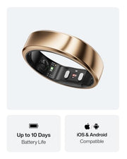 RingConn Gen 2 Air Ultra-Thin Smart Ring(Size 8, Dune Gold) | 10-Day Battery Life, Fitness/Sleep/Stress/HR Tracker for Women&Men, No App Fee for Standard Features,iOS & Android Compatible