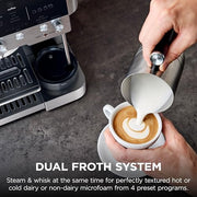 Ninja Luxe Premier 3-in-1 Coffee Machine, Silver ES601UK | Cappuccino, Cold Brew & Espresso Maker With Built in Bean Grinder & Milk Frother, Easy to Use, 4 Automated Froth Presets