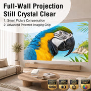 [Officially-Licensed App & Auto Focus]White Smart Mini Projector with WiFi and Bluetooth, XuanPad 4K Support Movie Projector, Portable Native 1080P Outdoor Projector with 360° Stand