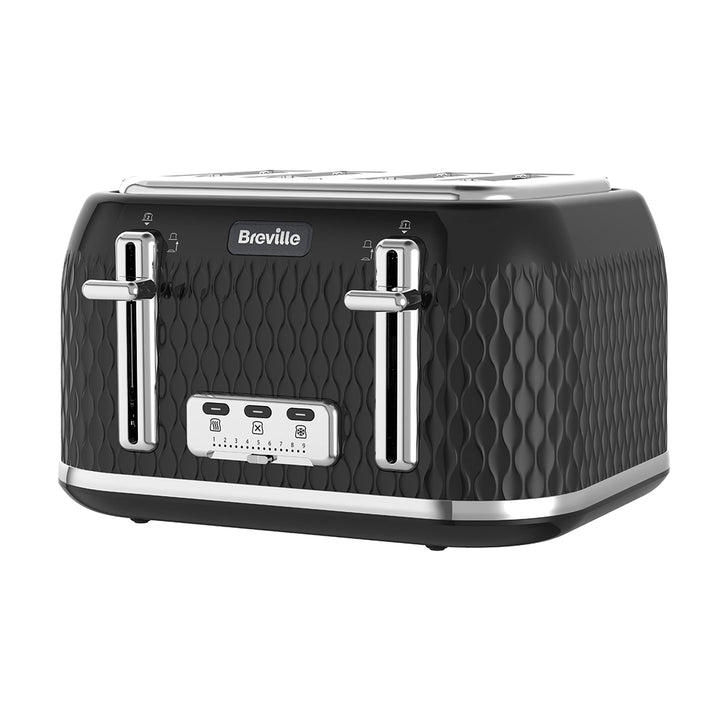 Breville Curve 4 Slice Toaster with High Lift & Wide Slots | Black & Chrome [VTT786]