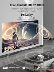 【Official Licensed Google TV】4K Smart Projector with WiFi and Bluetooth, VOPLLS Outdoor Projectors with 50W Dolby/AI Auto Focus, Portable Movie Phone Wireless Gaming Wifi Proyector for Bedroom/Home
