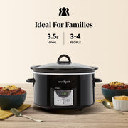 Crock-Pot Digital Slow Cooker | 3.5 L (3-4 People) | Programmable Countdown Timer | UK 3 Pin Plug | Black [CSC113]