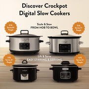 Crock-Pot Digital Slow Cooker | 3.5 L (3-4 People) | Programmable Countdown Timer | UK 3 Pin Plug | Black [CSC113]