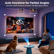[Built-in Apps] Mini Projector with WiFi and Bluetooth & Android 12, Electric Focus 1080P Mini Portable Projector, Compatible with HDMI/Smartphone/USB for Movie/Gaming