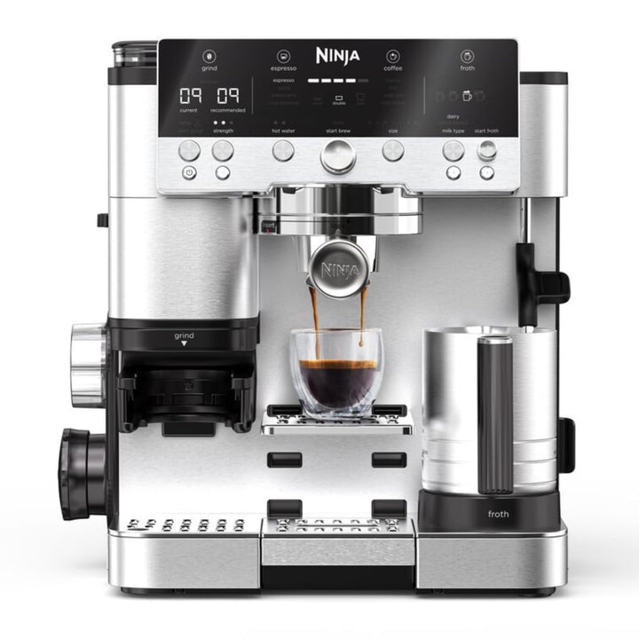 Ninja Luxe Premier 3-in-1 Coffee Machine, Silver ES601UK | Cappuccino, Cold Brew & Espresso Maker With Built in Bean Grinder & Milk Frother, Easy to Use, 4 Automated Froth Presets