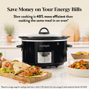 Crock-Pot Digital Slow Cooker | 3.5 L (3-4 People) | Programmable Countdown Timer | UK 3 Pin Plug | Black [CSC113]