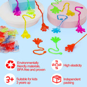 100PCS Sticky Hands Bulk Party Favors for Kids 4-8 8-12 Halloween Toys Bulk | Halloween Goodie Bag Stuffers Non Candy Treats Classroom Treasure Box Toys Carnival Prizes Birthday Trinket Pinata Fillers