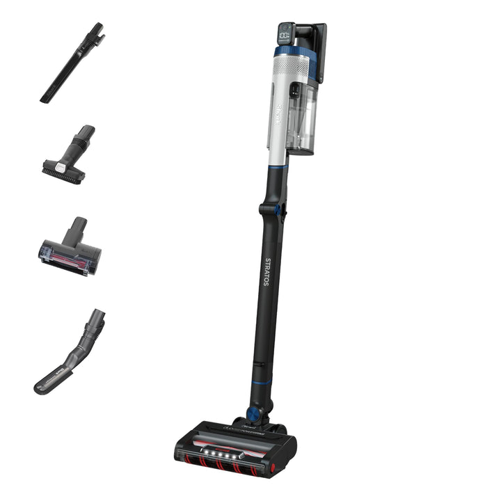 Shark Stratos Cordless Pet Pro Stick Vacuum Cleaner, White/Navy, IZ402UKTSB | Clean Sense IQ, DuoClean, 60min Run-Time, Removable Battery, 4 Attachments, Anti-Allergen Complete Seal