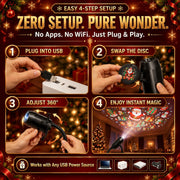 10 Pack Plug and Play HD Christmas Projector, 10 Festive Scenes, 360° Flexible Neck for Bedroom,Home Theater,Car