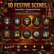 10 Pack Plug and Play HD Christmas Projector, 10 Festive Scenes, 360° Flexible Neck for Bedroom,Home Theater,Car