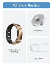 RingConn Gen 2 Air Ultra-Thin Smart Ring(Size 8, Dune Gold) | 10-Day Battery Life, Fitness/Sleep/Stress/HR Tracker for Women&Men, No App Fee for Standard Features,iOS & Android Compatible