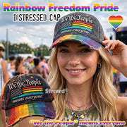 🌈Rainbow Freedom Pride Distressed Cap